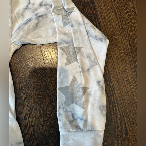 Pj Salvage Gray marble crewneck with three silver stars on left arm - Picture 2 of 4